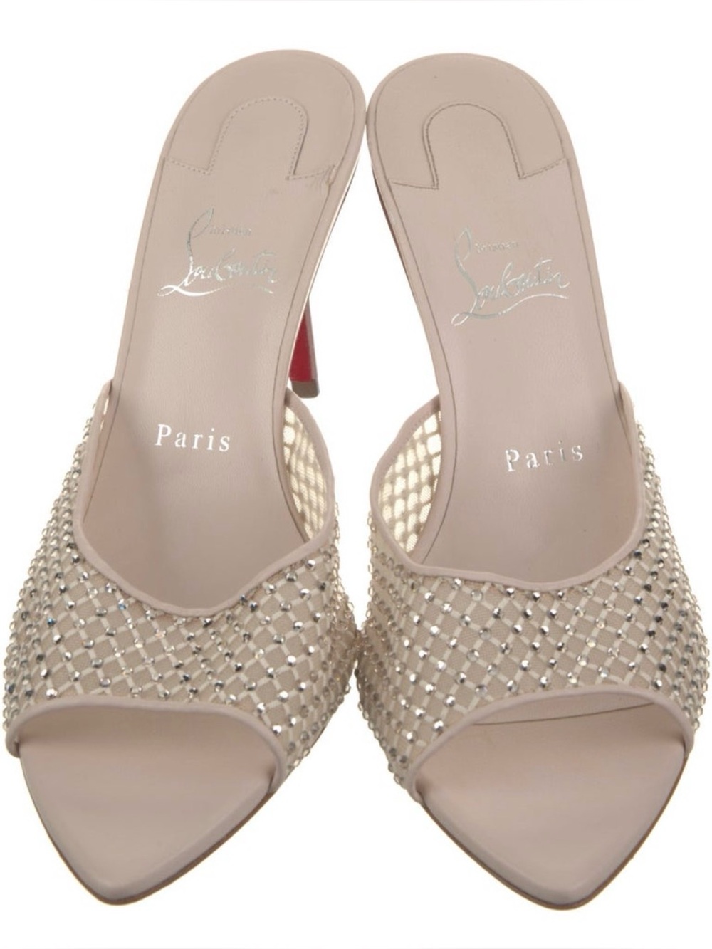 Christian Louboutin Nude Apostropha 80 Crystal Mesh Slide Sandal mules